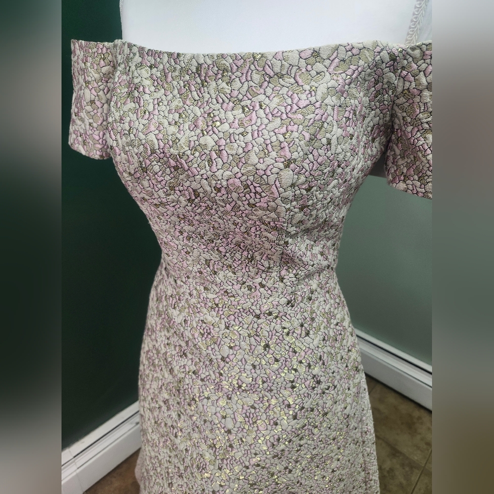 Alyce Paris Pink Floral Off-Shoulder Maxi Dress - Picture 11 of 13